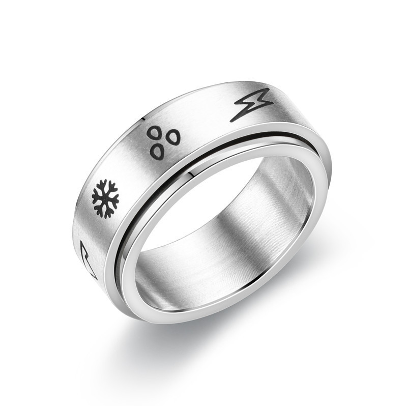 New Fashion Anti-anxiety Rotating Titanium Steel  Decompression Couple Ring display picture 4