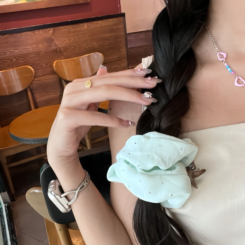 高级感甜美蕾丝大肠发圈气质韩系百搭发绳温柔波点发饰碎花头饰品|undefined