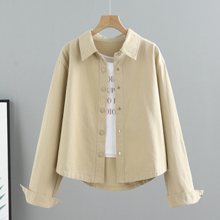 Short Cotton Denim Jacket Spring and Autumn New Korean Style Loose All-match Long-sleeved High-end Shirt Women's Western Style Top