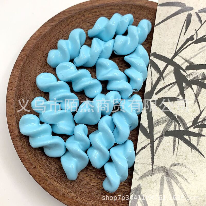 直孔烤漆15色浪味仙螺纹彩色珠 DIY串珠散珠手机链条挂件材料配饰|undefined