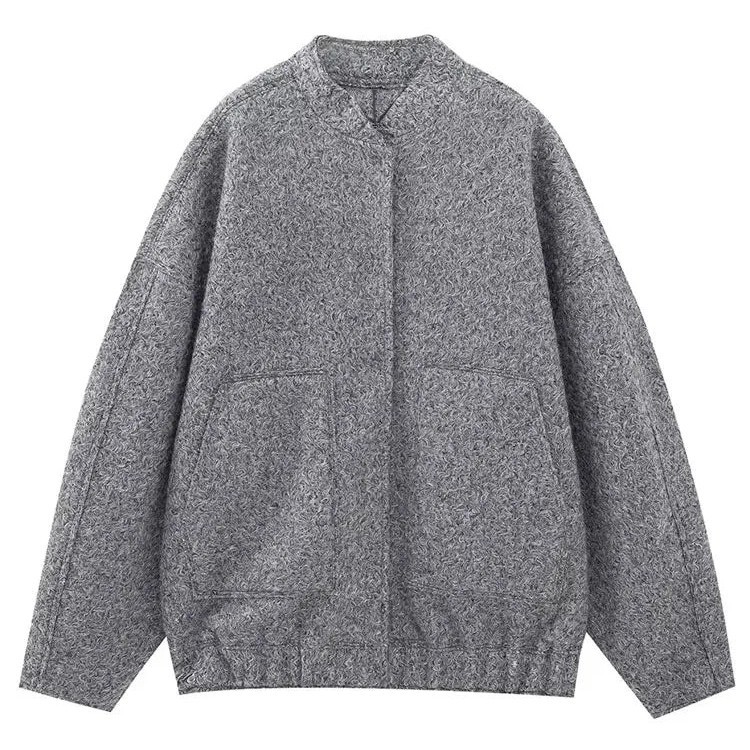 Women's Pilot Jacket With Standing Collar And Pockets Spring_voghion.com