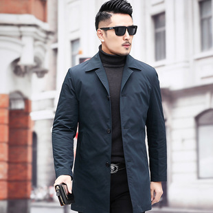 2023 Winter New Cotton Clothes Middle-aged Men's Mid-length Casual Business Clip Cotton Jacket Single-breasted Men's Outer