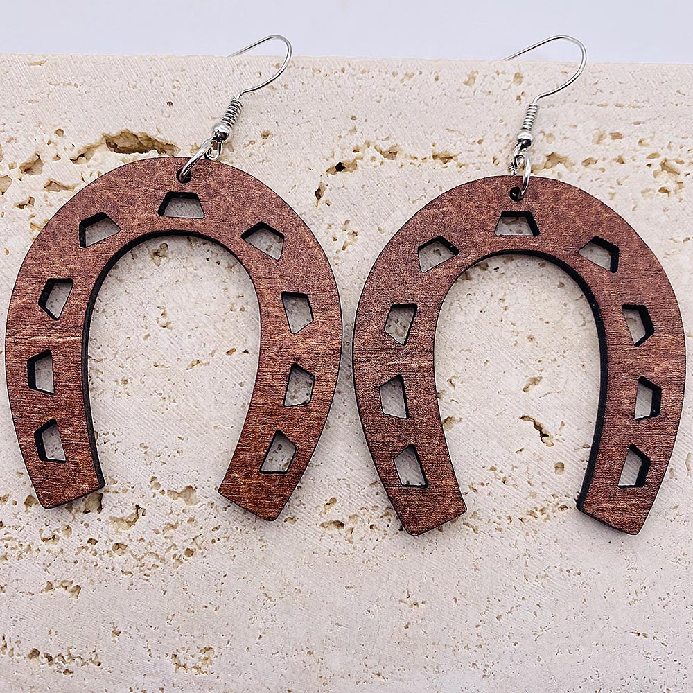 1 Pair Ethnic Style Cow Pattern Leopard Wood Women's Drop Earrings display picture 4