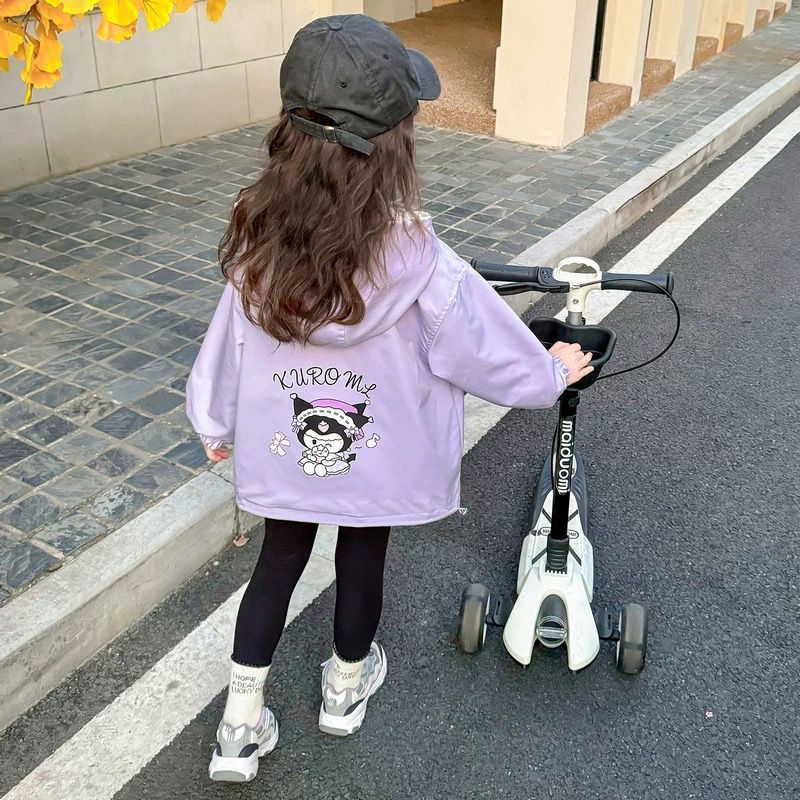 Niña Kullomi vestir primavera y otoño 2025 nuevo estilo de niños encantador de doble cara con abrigo con capuz