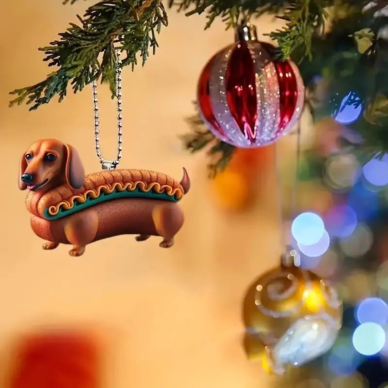 Acrílico creativo salchicha perro colgante plano transfronterizo espejo retrovisor interior decoración colgante colgante para el hogar fiestas colgante