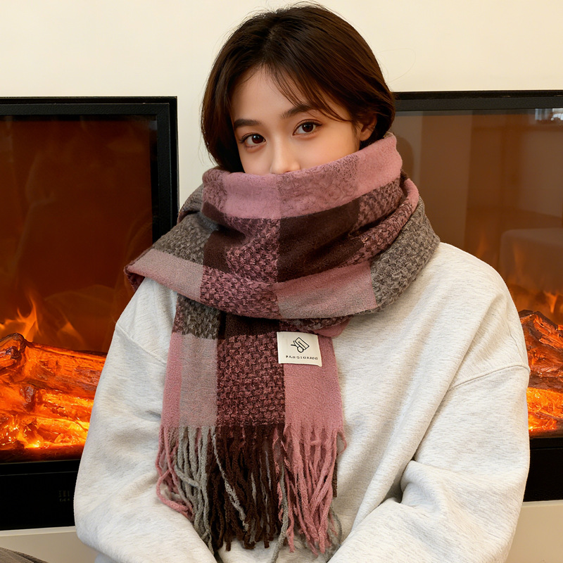 Bufandas gruesas a cuadros rojos con abrigo temperamento variado calentamiento pasturas cuello turístico de alto nivel de cinturón para hombros