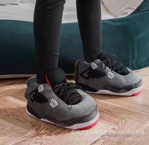 Tiktok mismo estilo parodia zapatos de grasa Coco pareja Zapatillas de algodón volver al futuro casa piso Kang hebilla 1 zapatos de algodón