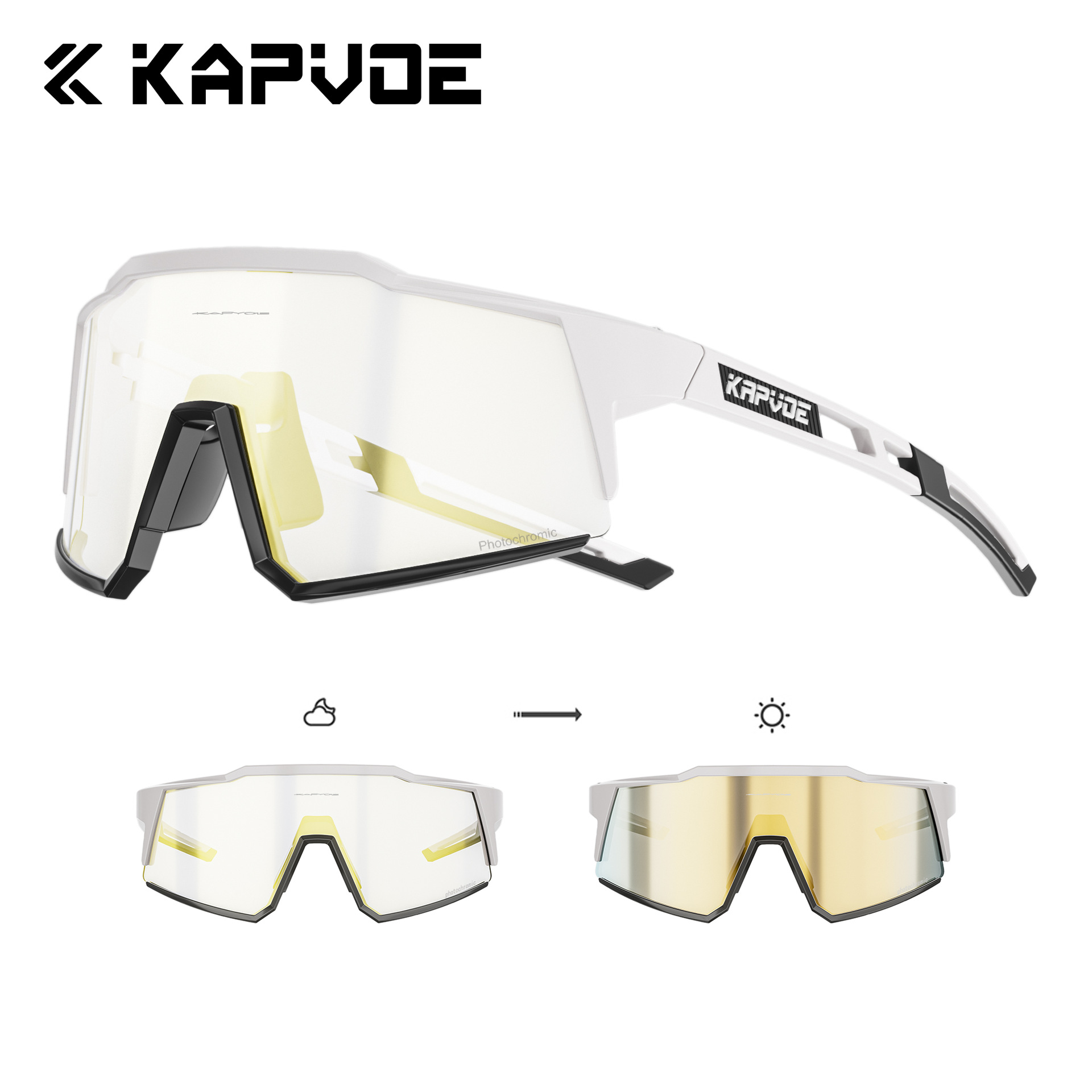 Gafas Fotocromáticas de Ciclismo con Recubrimiento de TR90, Fotocromático, para Ciclismo de Carretera y Montaña