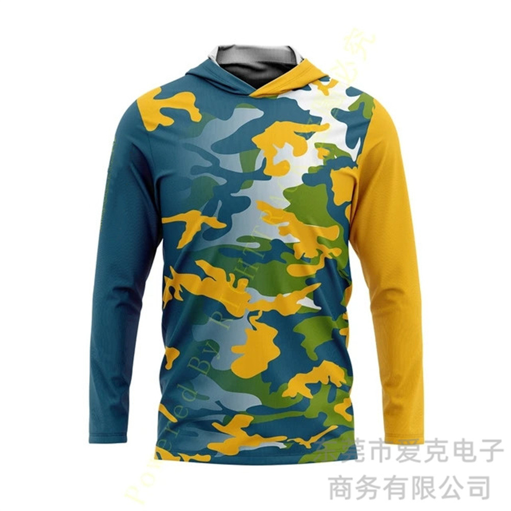 Autumn Outdoor Fishing Sun Protection Clothing Camouflage Hooded Sun Protection Clothing Anti-Uv Quick-Drying Long-Sleeved Jacket Fishing Clothing