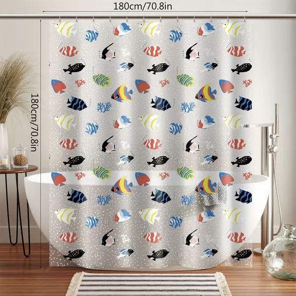 Amazon Xiyin supply colorful small fish transparent shower curtain non-perforated high-end bedroom bathroom waterproof partition curtain