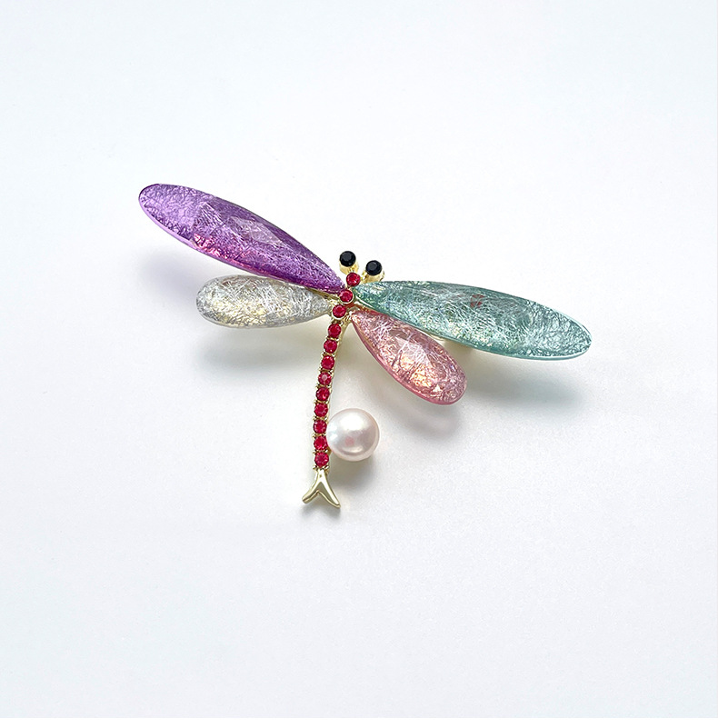Freshwater pearl temperament fashion corsage new blue dragonfly elegant brooch fixed clothes to prevent exposure_voghion.com