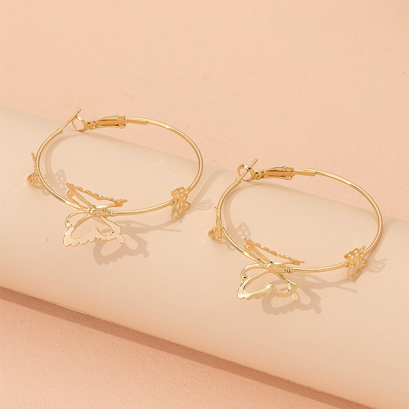 Fashion Butterfly Alloy Plating Hoop Earrings