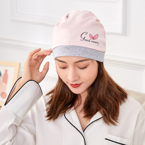 New style breathable cotton available for all seasons, maternity confinement scarf, fashionable and cute gray edge confinement hat and nightcap