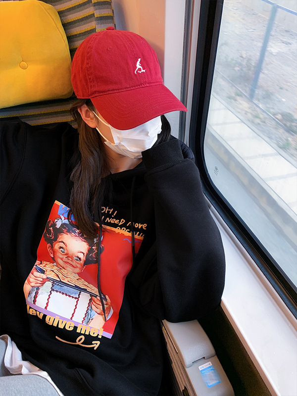 杨泡泡 灰色印花套头卫衣女2025年秋装新款连帽时髦宽松显瘦小衫|undefined