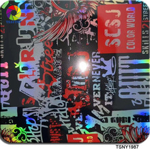 新款卡通镭射纹水转印膜 水批覆薄膜汽车内饰木纹水转印改色