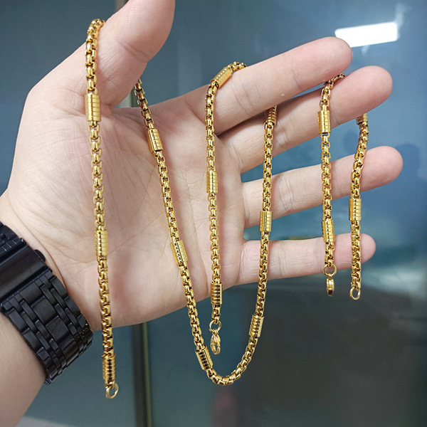 necklace and bracelet pearl stainless steel hip-hop style