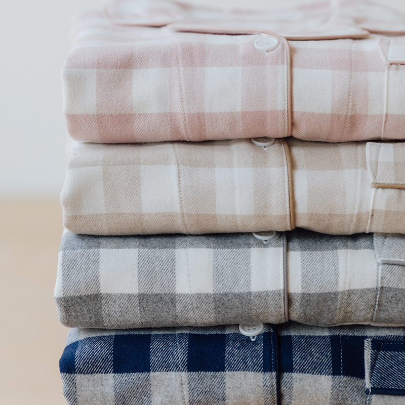 Special Offer! Unprinted Couple's Pajamas for Women, Autumn and Winter Pure Cotton Flannel Plaid Loungewear Set, Plus Size for Winter