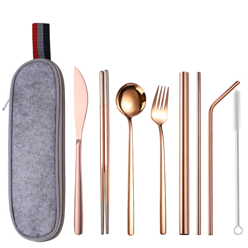 그레이 8 피스 로즈 골드