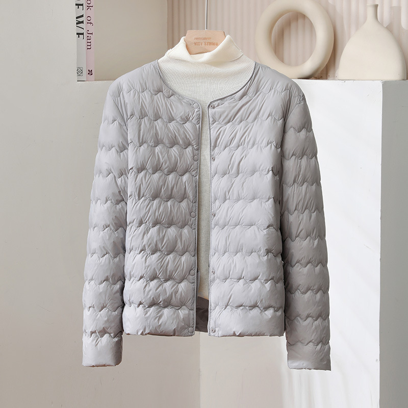 Cross-Border Autumn and Winter New Lightweight down Jacket Women's Short Round Neck/Variable V Neck White Duck down Liner Warm Jacket