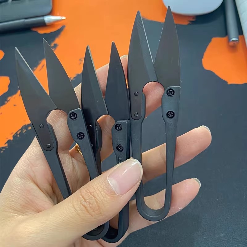 针线u型剪刀大号黑色纱剪手工十字绣剪线头的小剪刀服装专用批发