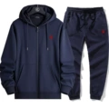 Navy blue zipper suit red