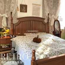 乡村美式实木床双人床主卧大床复古1.8米现代简约1.5轻奢家用家具