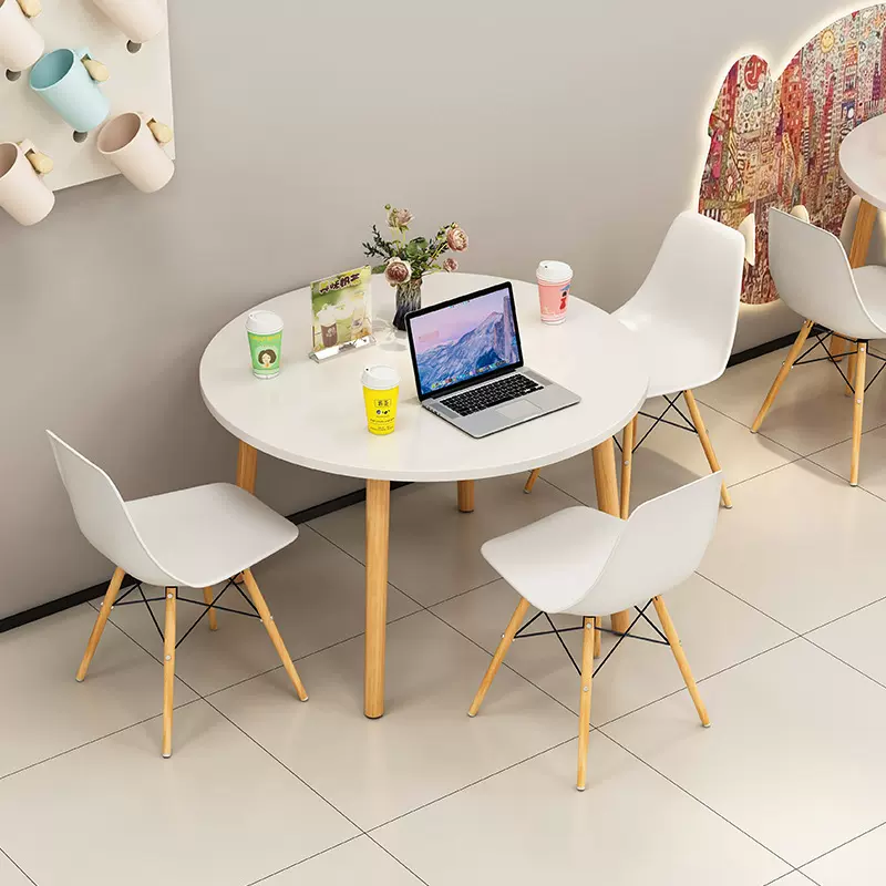 餐桌咖啡奶茶店桌吃饭桌子家用北欧商用圆桌洽谈桌阳台茶桌会议桌