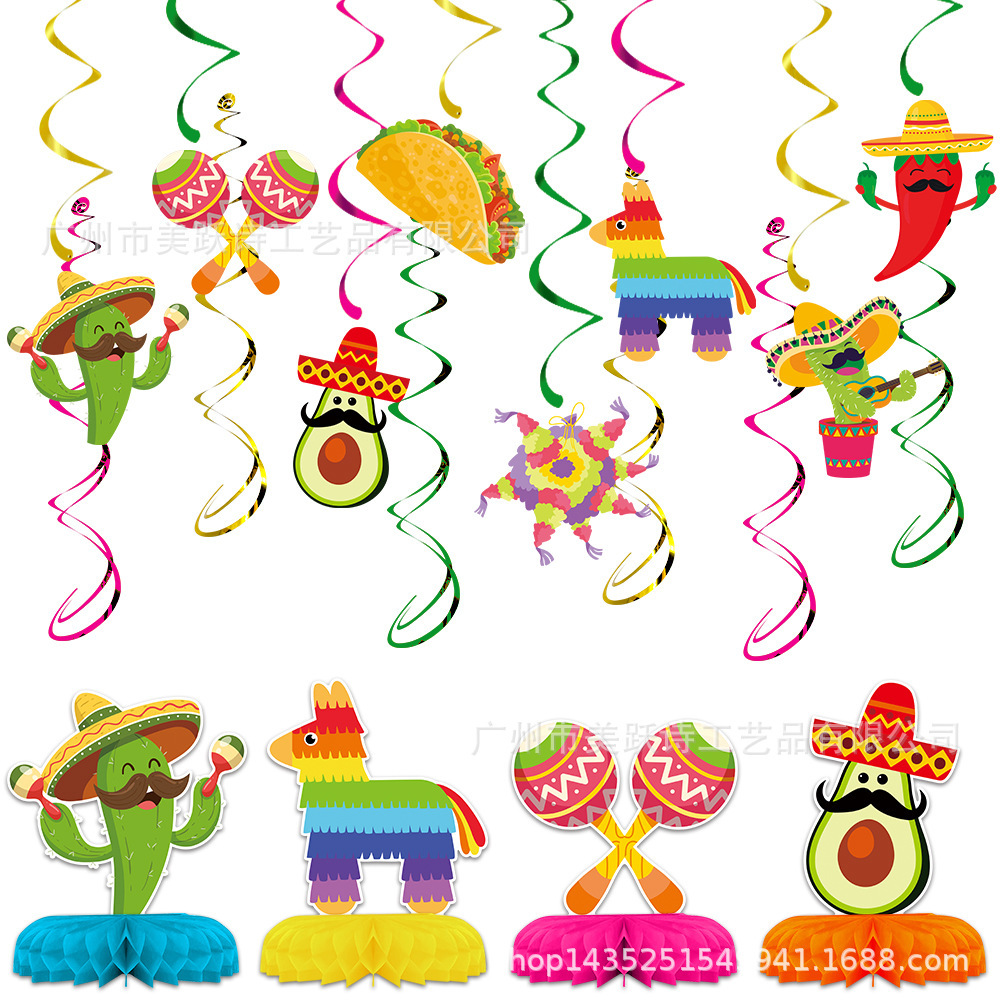 Transfronterizo nuevo mexicano fiesta decoración espiral colgante mexicano escena diseño escritorio decoración panal