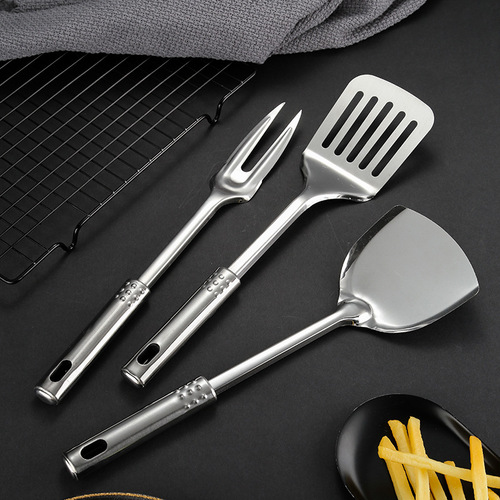 Nine-bead steel handle stainless steel kitchen utensil set cooking spatula cooking spoon electrical appliances can be printed with logo