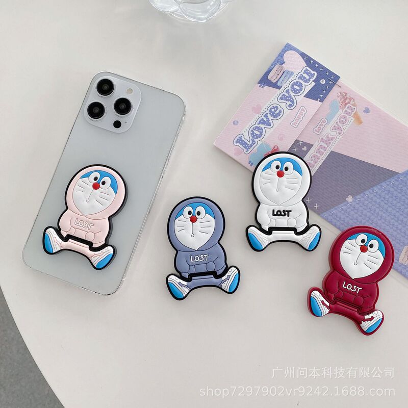 漫画卸売かわいい伸縮トロリー猫電話ケースアクセサリー装飾デスクトップ自己粘着ステッカー兼用スタンドイン|undefined