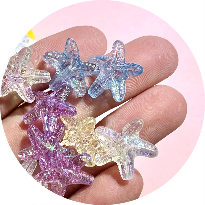 Acrílico transparente chapado en color estrella de mar con cuentas llavero de joyería de bricolaje cadena de teléfono móvil accesorios para el cabello hechos a mano