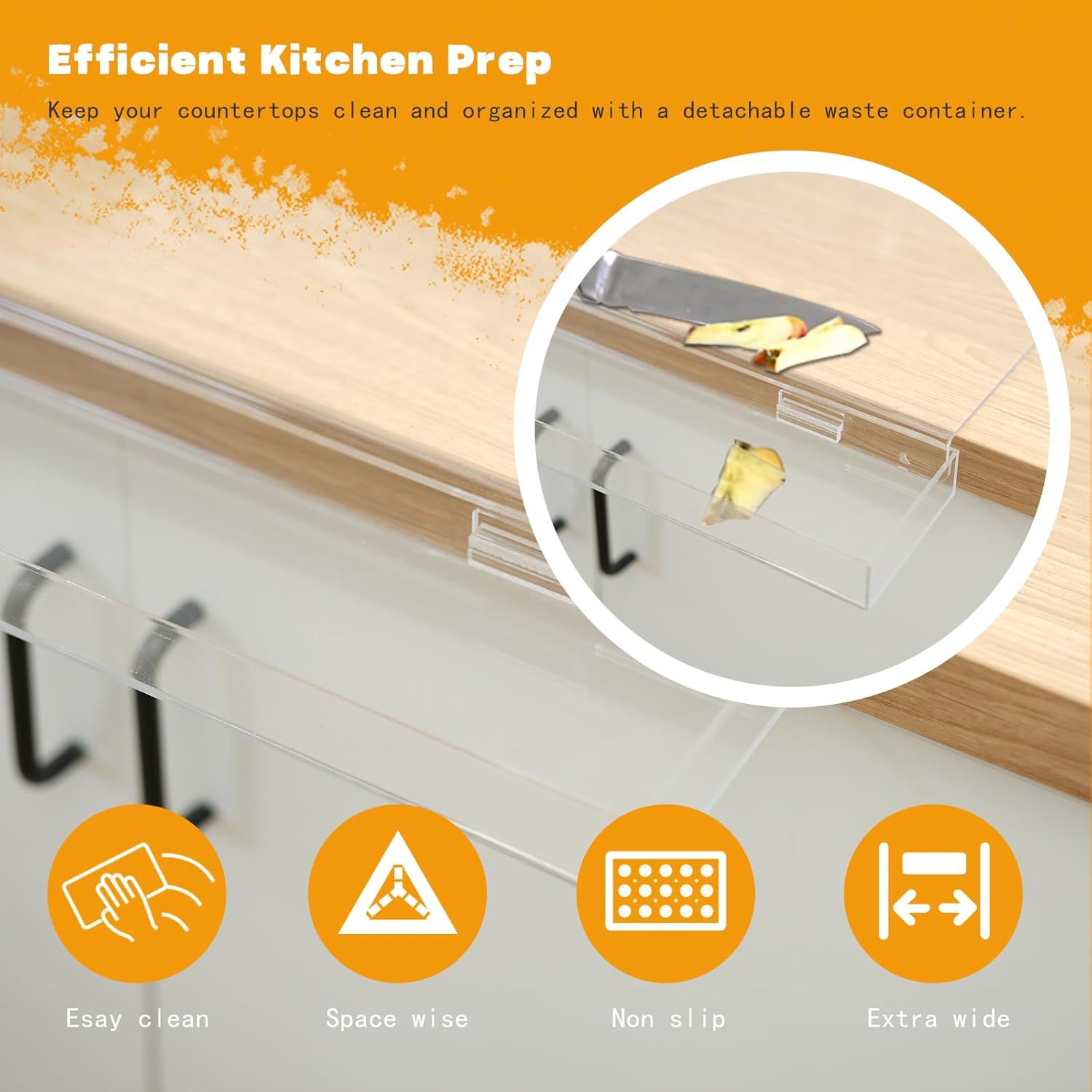 带废料容器亚克力切割板 防霉透明切割板厨房台面防滑水果切割板