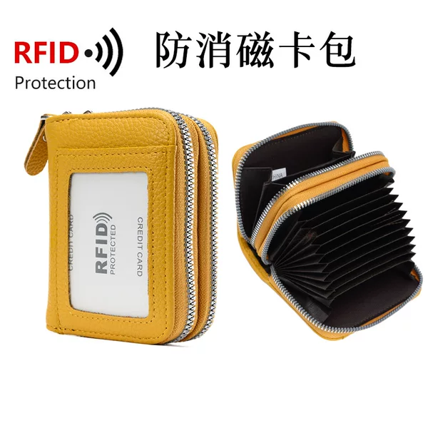 Cross-border New RFID Anti-degaussing Organ Card Bag Double-layer Zipper Multi-function Women's Wallet Multi-card Holder