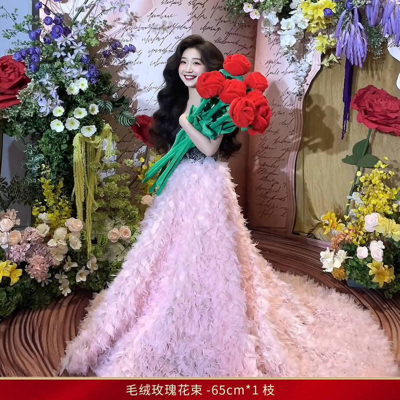一路生花接亲游戏道具超大红玫瑰花结婚求婚接新娘表白装饰七夕|undefined