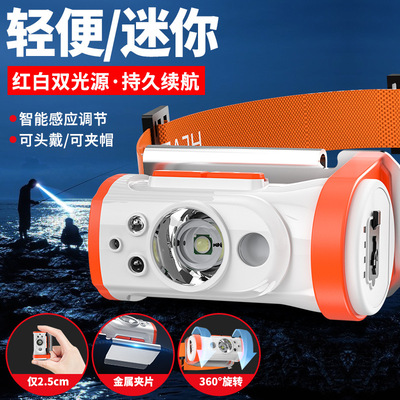 customized 2022 new pattern Mini outdoors Headlight Type-C Fast charging Induction Headlight Red Mosquito repellent Headlight