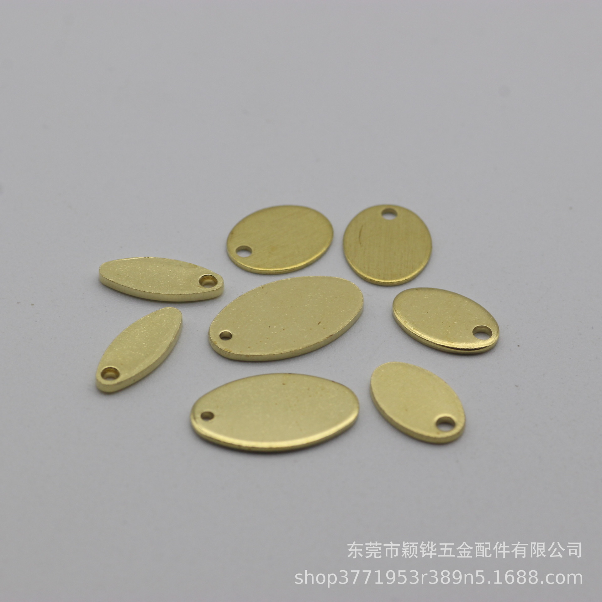 DIY饰品材料配件纯铜椭圆形单孔旦片服饰项链小吊牌薄片吊饰批发