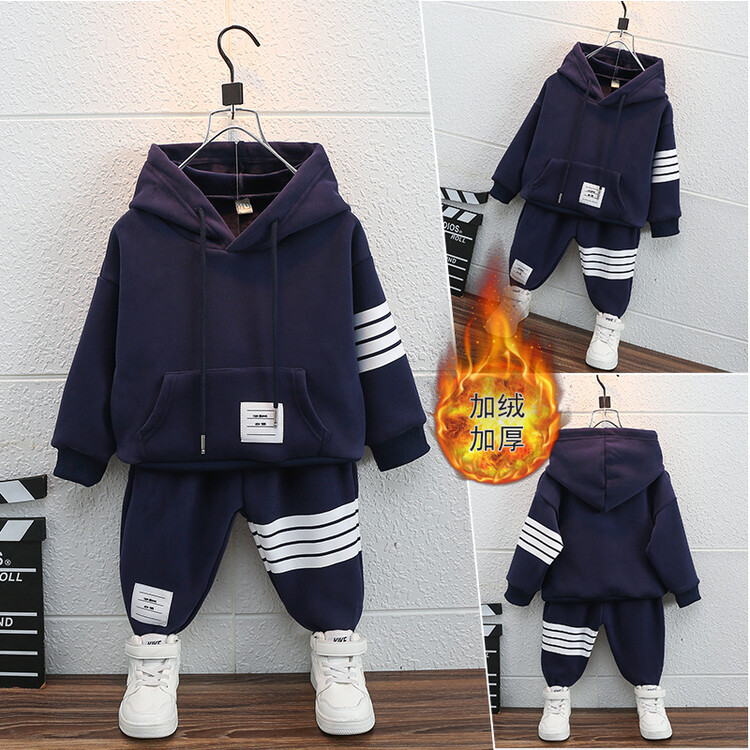 4395 traje de suéter de terciopelo todo en uno para niños modelos de otoño e invierno 2025 nueva ropa de invierno para niños guapos ropa para niños marea deportiva para niños
