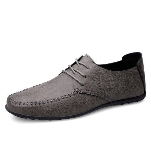Summer Men's Shoes Business Casual Breathable Leather Shoes Lightweight Men's DouDou Shoes Large Size Father Shoes Fashion Little White Shoes