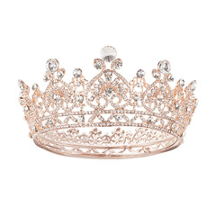 European and American bridal jewelry crown alloy rhinestone wedding headdress Baroque headband round crown Amazon source