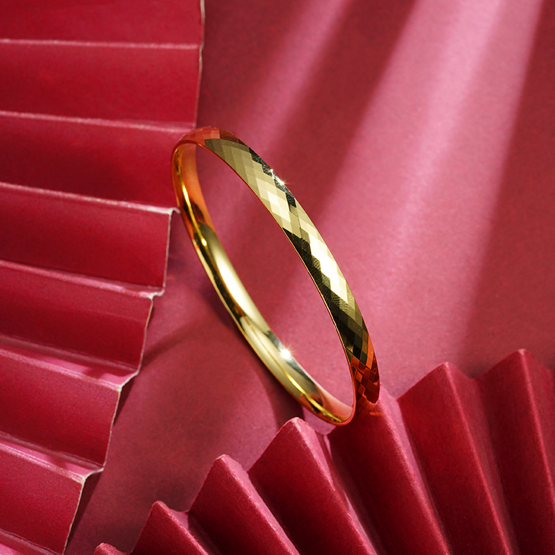 Brazalete de oro francés de Vietnam, brazalete de boca cerrada en forma de diamante láser brillante, joyería de lujo ligera femenina durante mucho tiempo