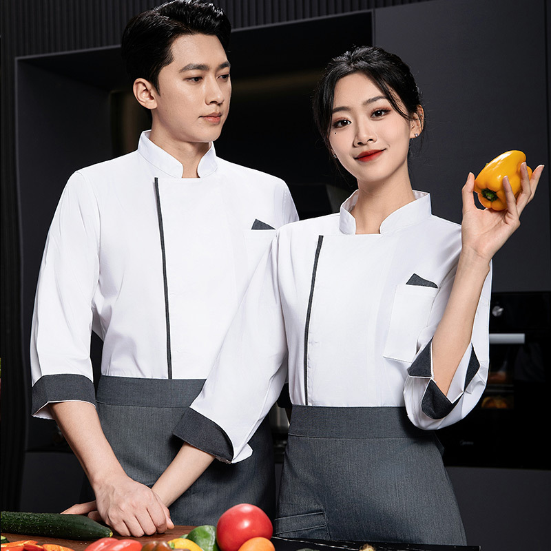 Autumn and Winter Chef Work Clothes Long Sleeve Men's and Women's Baking Restaurant Canteen Dining Kitchen Embroidered logo Work Clothes