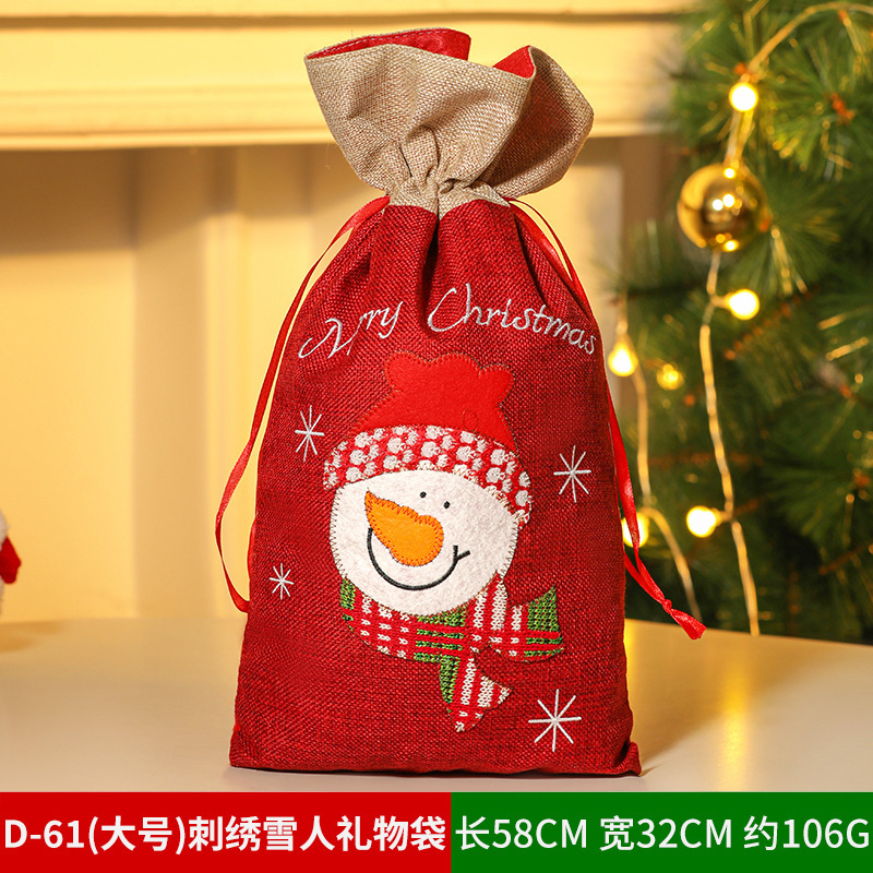 クリスマスギフトバッグリンゴバッグクリスマスプレゼントバッグベルベットキャンディー装飾用品老人雪だるま鹿束口|undefined