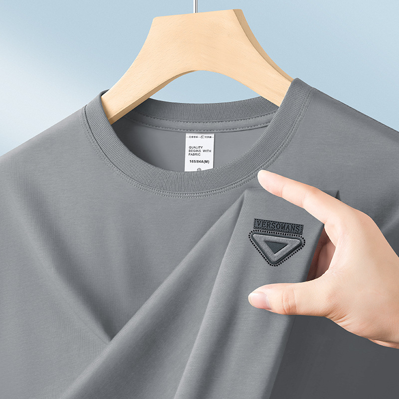 10A Antibacterial Ice Silk Modal Cool Short-Sleeved T-Shirt for Men Summer 2025 New Breathable Mercerized Cotton Half-Sleeved Men