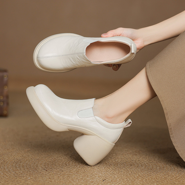 8Cm~British Style Genuine Leather Round-Toe Deep-Cut Single Shoes for Women, Spring 26, Chunky Heel, Thick-Soled, Casual Retro High-Heeled Leather Shoes 8Cm~British Style Genuine Leather Round-Toe Deep-Cut Single Shoes for Women, Spring 26, Chunky Heel, Thick-Soled, Casual Retro High-Heeled Leather Shoes