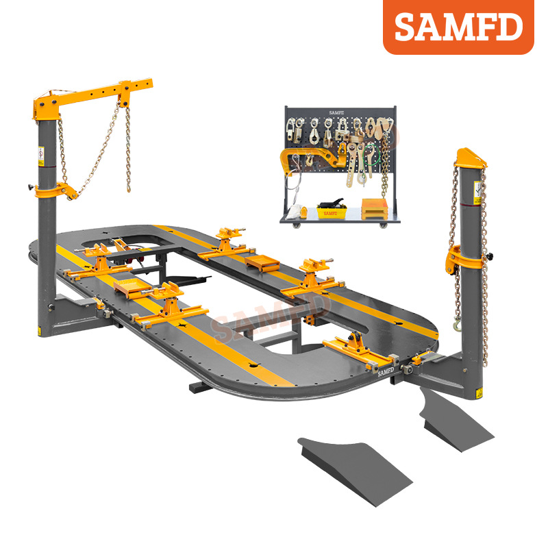 Fábrica SAMFD exporta enderezadora de vigas de corte de paneles completos para reparación de herramientas de plataforma de chapa automotriz