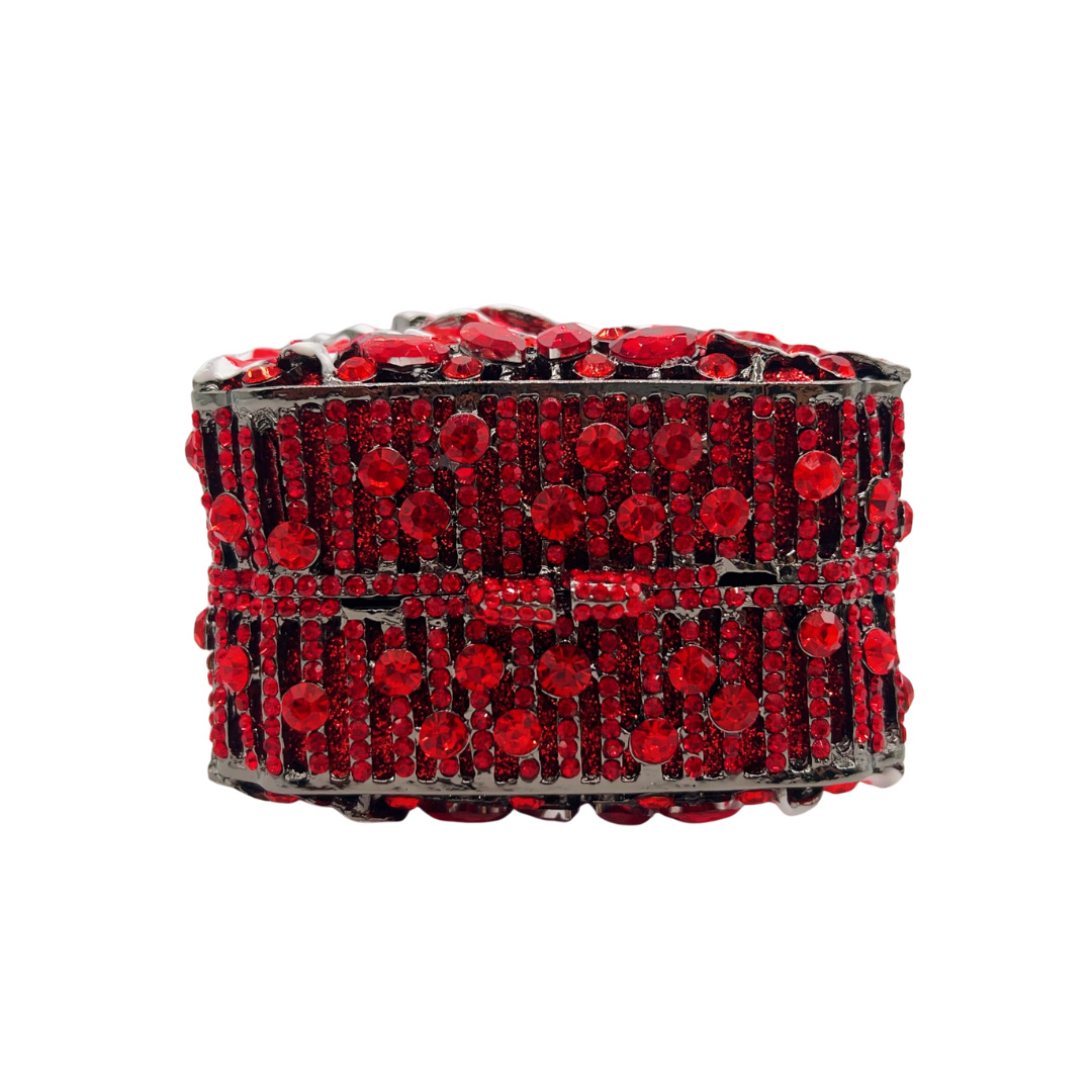 Túi clutch nữ đính đá hình hoa hồng dạ hội sang trọng — màu đỏ, Tùy chỉnh màu khác chi tiết 3