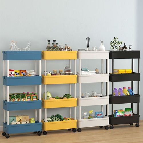 Trolley storage rack floor-standing toilet bathroom sandwich storage rack bathroom bedroom multi-layer removable storage rack