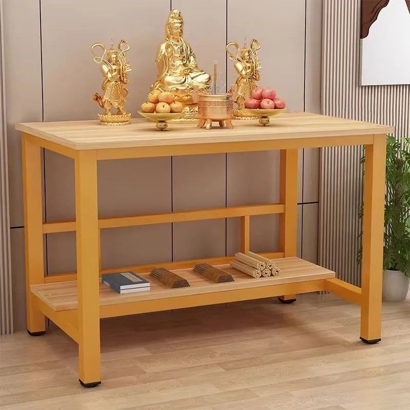 Altar Table for Home Use, Rectangular Chinese-Style Guanyin Offering Table, Simple Single-Layer Offering Table