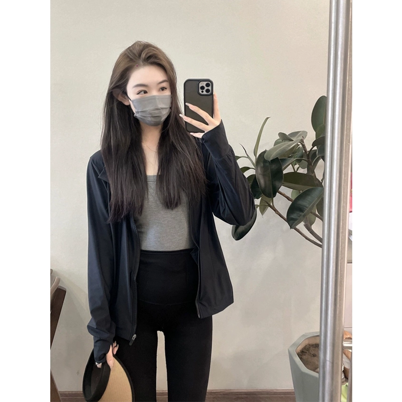 Черная ледяная шелковая солнцезащитная одежда, женская летняя тонкая 2025 новая солнцезащитная легкая и дышащая солнцезащитная одежда, куртка-кардиган