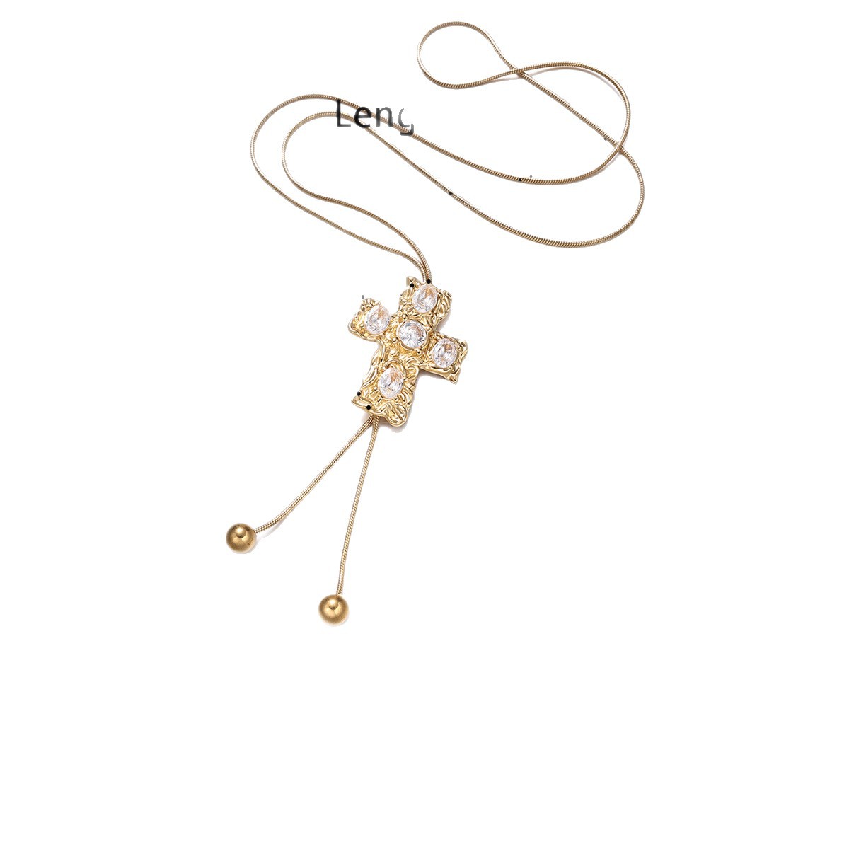 Collar de acero inoxidable TENA Europa y América lujo ligero nicho universal cruz colgante sol cadena delgada acero titanio no desvanecerse mujer